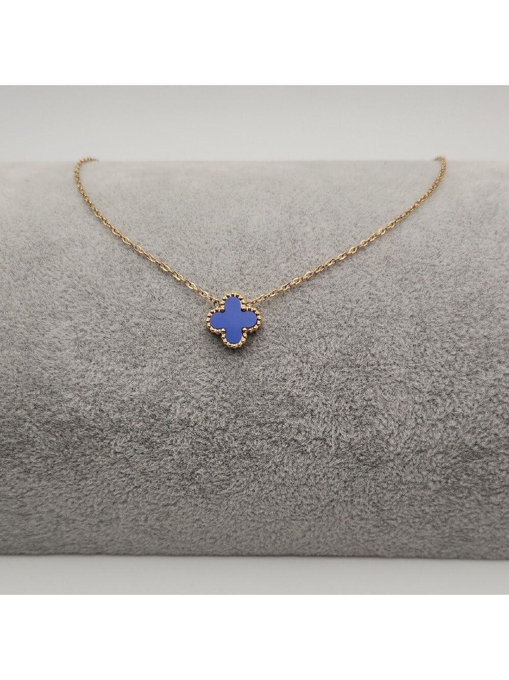 Blue Clover Necklace 18k Gold Plated Stainless Steel Dainty Gold Necklace